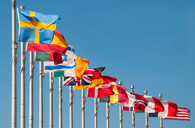 Stock photo of Flags waving in wind